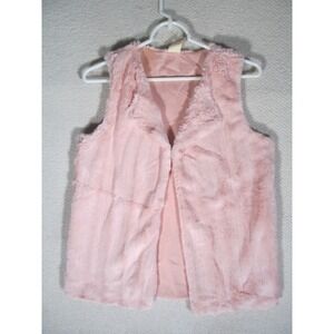 Faded Glory Girls Teen XL 14-16‎ Faux Fur Vest Blush Pink Open Front Sleeveless